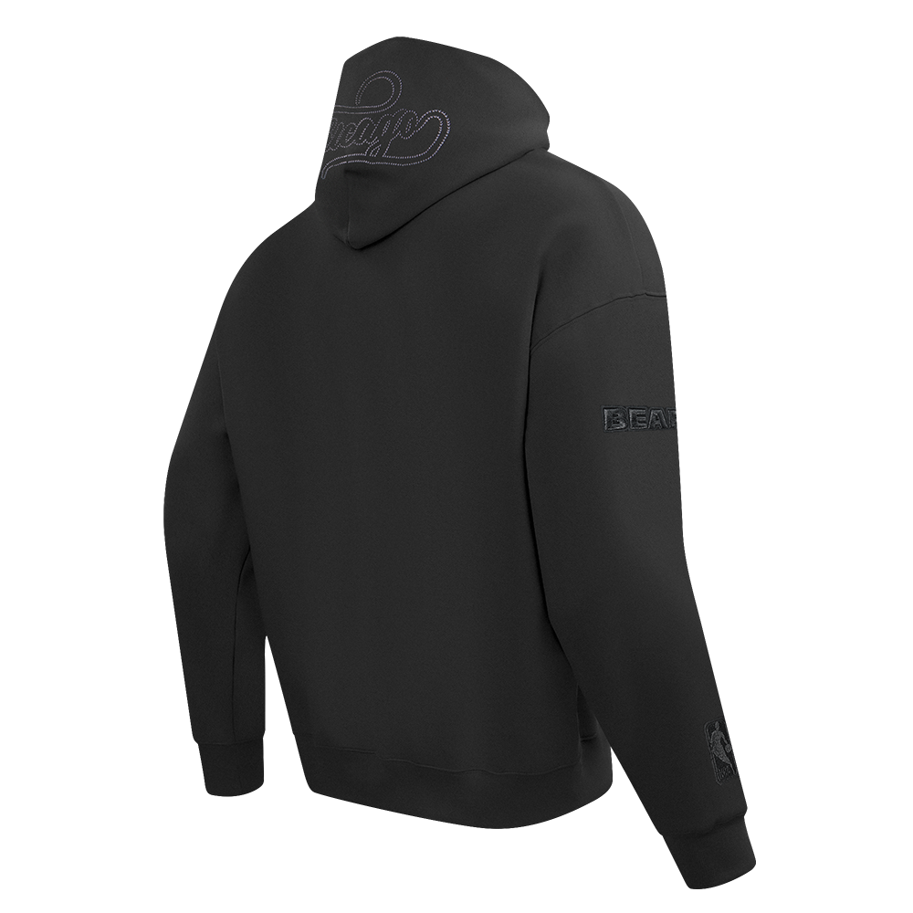 NFL CHICAGO BEARS BLACKOUT MEN'S DROP SHOULDER FLC PO HOODIE (BLACK)
