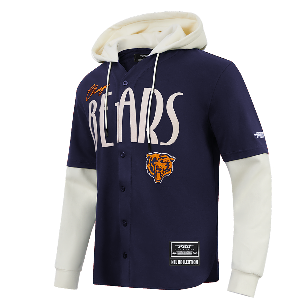 NFL CHICAGO BEARS ORIGINAL PLAYERS MEN'S PULL OVER HOODIE (MIDNIGHT NAVY/EGGSHELL)