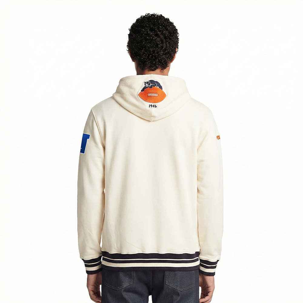 NFL CHICAGO BEARS RETRO CLASSIC MEN'S PULLOVER HOODIE (EGGSHELL/ MIDNIGHT NAVY)
