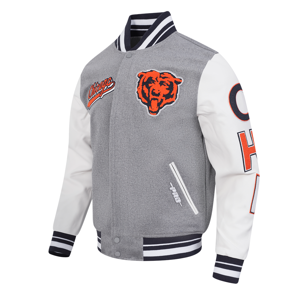 NFL CHICAGO BEARS SCRIPT TAIL MEN'S RIB WOOL VARSITY (HEATHER GREY/WHITE/MIDNIGHT NAVY)