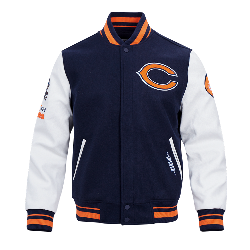 NFL CHICAGO BEARS OLD ENGLISH MEN'S RIB WOOL VARSITY JACKET (MIDNIGHT ...