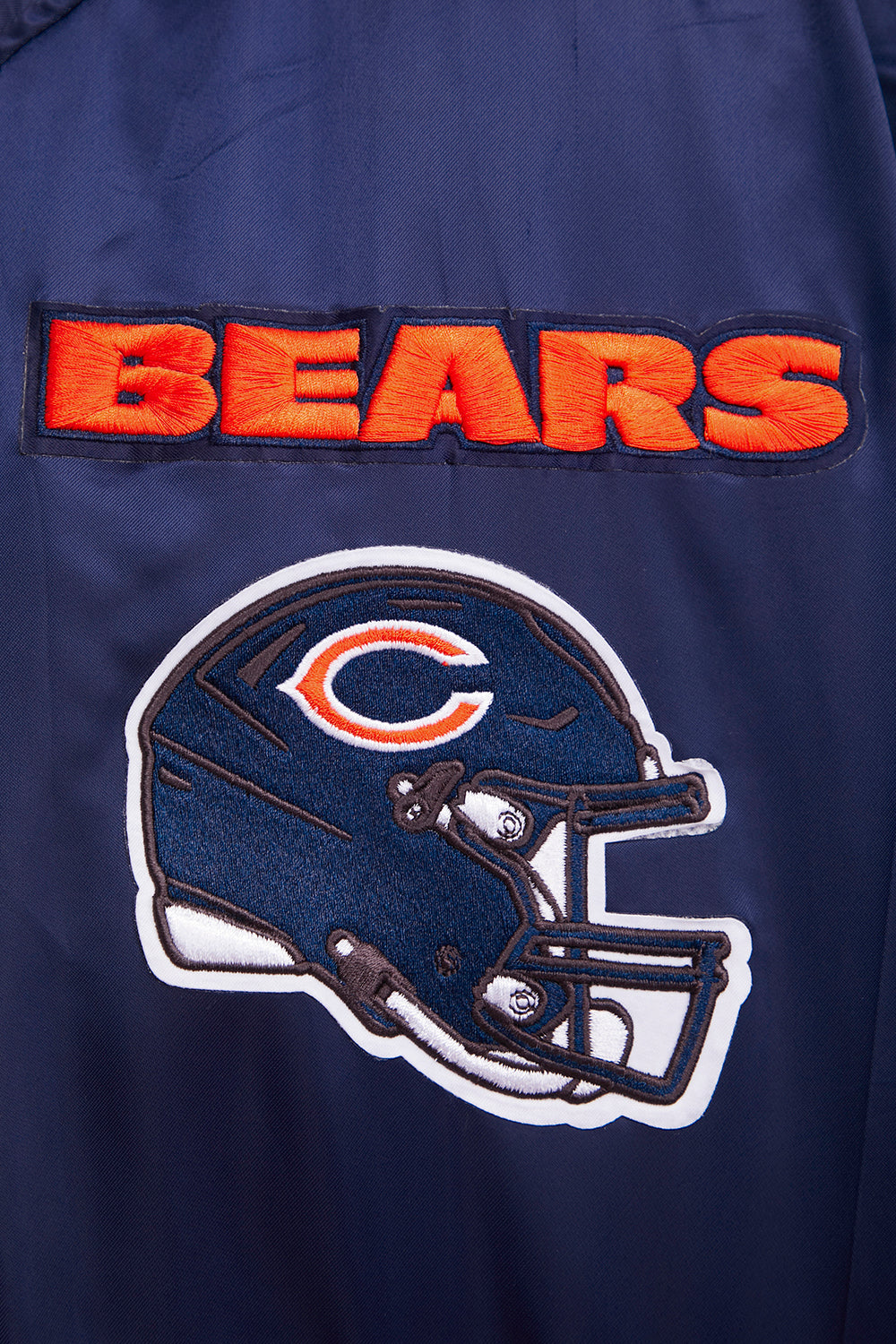 NFL CHICAGO BEARS MASHUP MEN'S RIB SATIN JACKET (MIDNIGHT NAVY/ORANGE/MIDNIGHT NAVY)