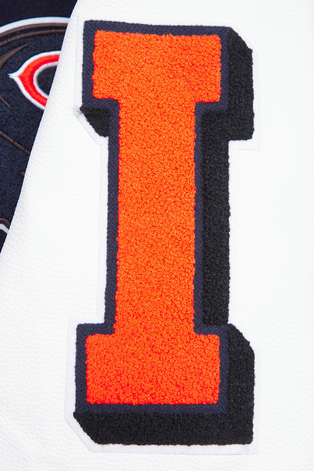 NFL CHICAGO BEARS MASHUP MEN'S RIB WOOL VARSITY JACKET (MIDNIGHT NAVY/ORANGE/MIDNIGHT NAVY)