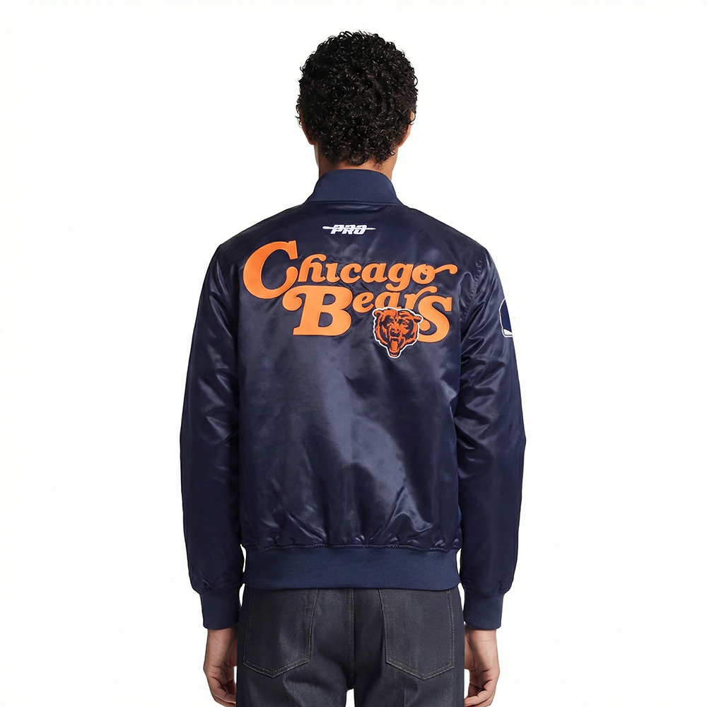 NFL CHICAGO BEARS SOUVENIR MEN'S SATIN JACKET (NAVY)