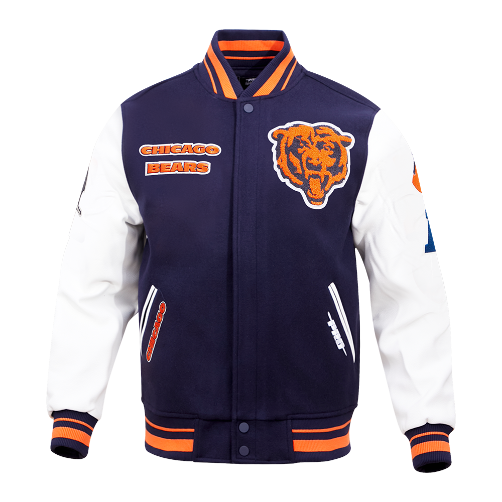 NFL CHICAGO BEARS RETRO CLASSIC MEN S RIB WOOL VARSITY JACKET MIDNIGH Pro Standard