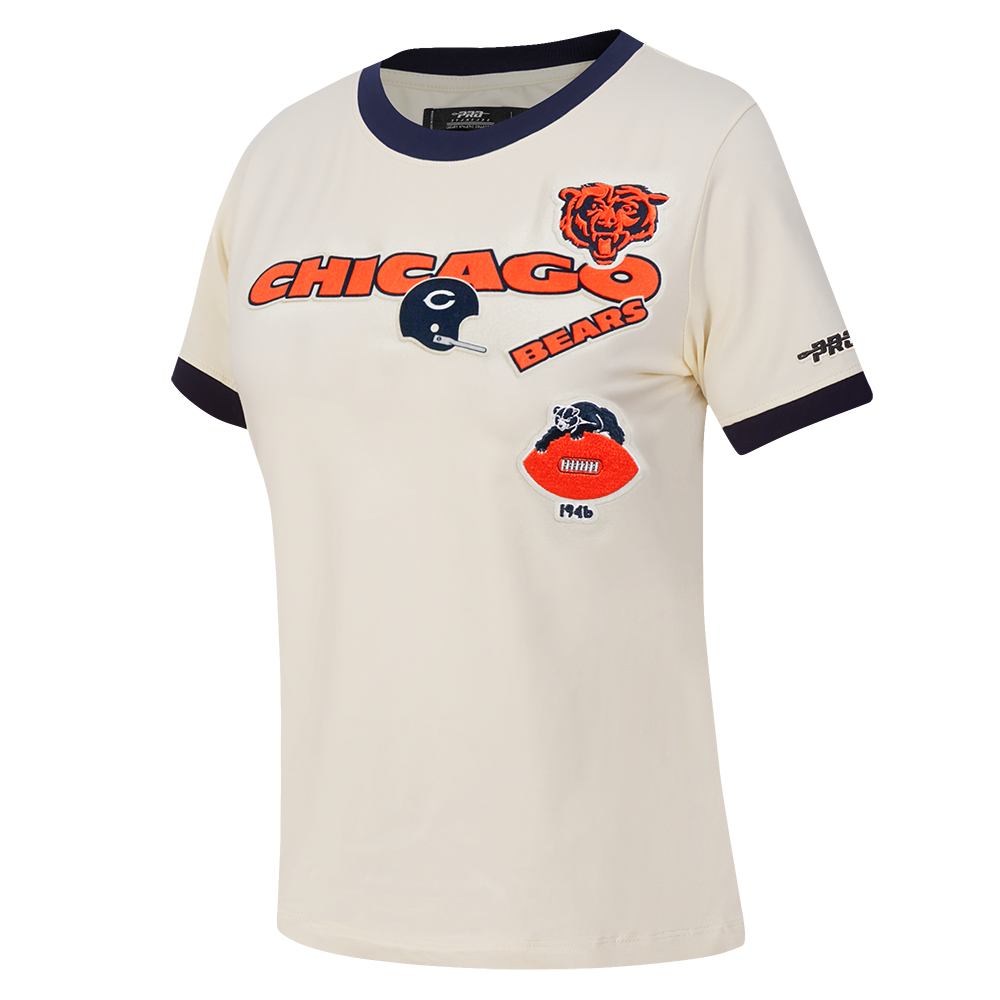 NFL CHICAGO BEARS RETRO CASCADE WOMEN'S RINGER TEE (EGGSHELL/ MIDNIGHT NAVY)
