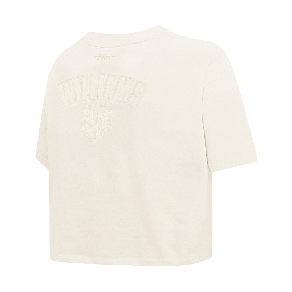 NFL CHICAGO BEARS CALEB WILLIAMS #18 NEUTRAL WOMEN'S SJ BOXY TEE (EGGSHELL)