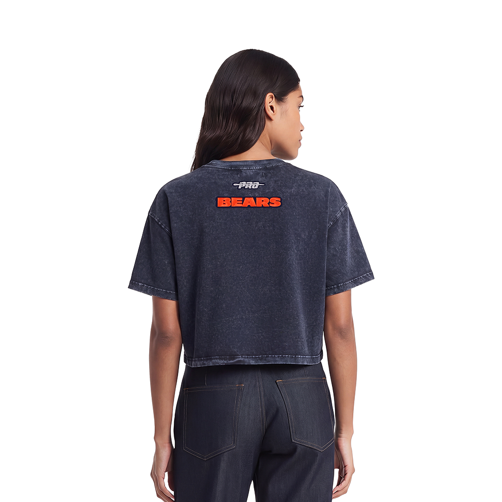 NFL CHICAGO BEARS TEAM CRYSTALLINE WOMEN'S S/S BOXY TEE (WASHED MIDNIGHT NAVY)