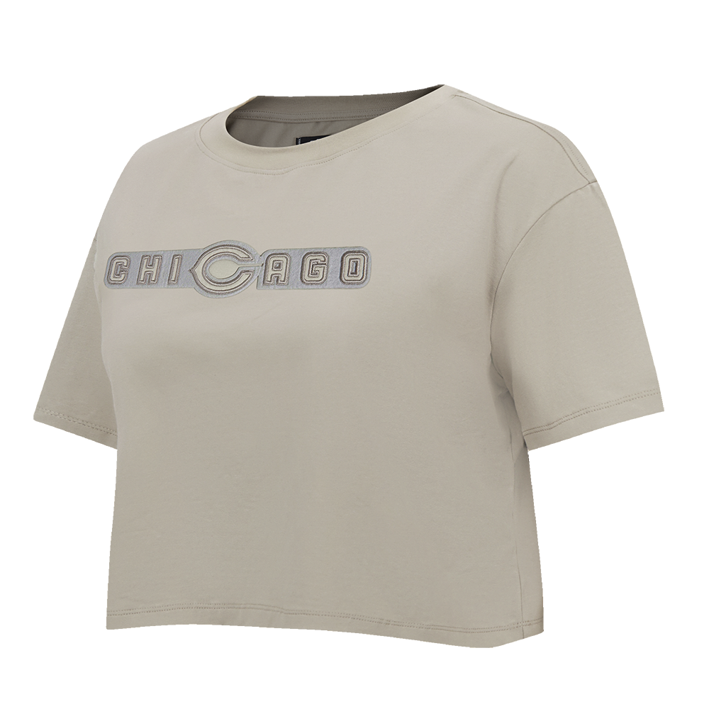 NFL CHICAGO BEARS NEUTRAL SINGLE JERSEY BOXY TEE\ (TAUPE)