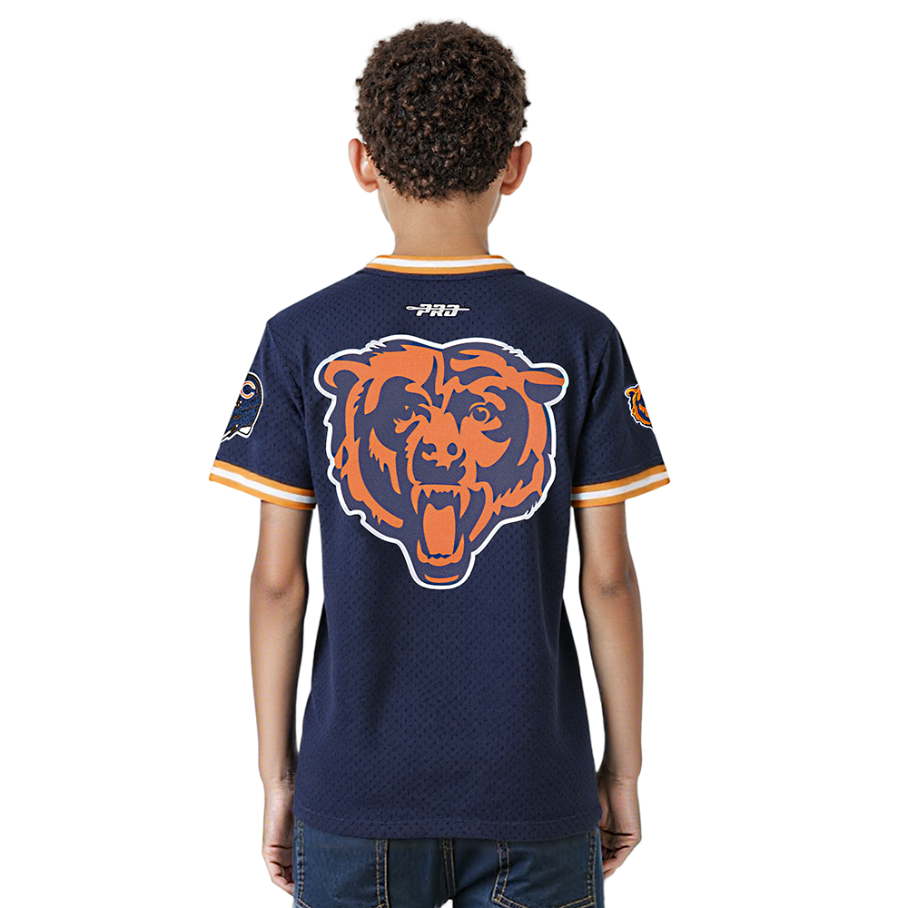 NFL CHICAGO BEARS CLASSIC BIG BOYS SHORT SLEEVE MESH TEE (MIDNIGHT NAVY/ORANGE)