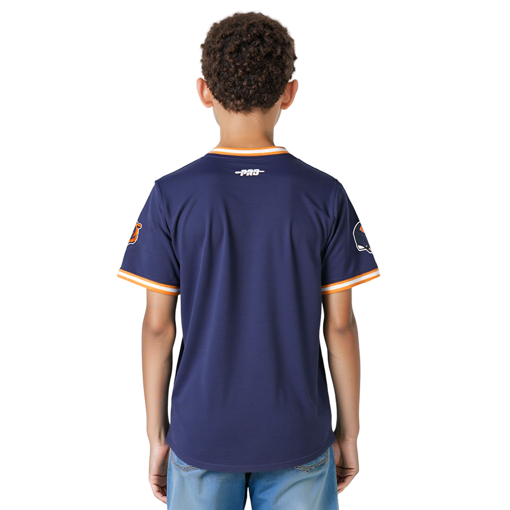 NFL CHICAGO BEARS CLASSIC BIG BOYS SHORT SLEEVE STRIPED RIB TEE (MIDNIGHT NAVY/ORANGE)