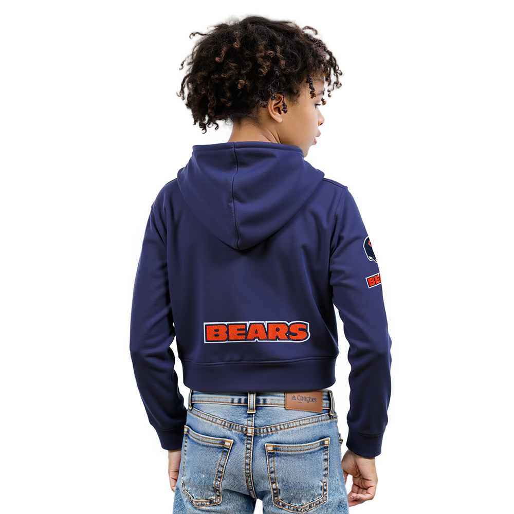 NFL CHICAGO BEARS CLASSIC BIG GIRLS FLEECE FULL ZIP HOODIE (MIDNIGHT NAVY)