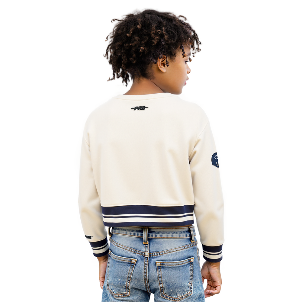 NFL CHICAGO BEARS RETRO CLASSIC BIG GIRLS  RIB FLEECE CREWNECK (EGGSHELL/ MIDNIGHT NAVY)