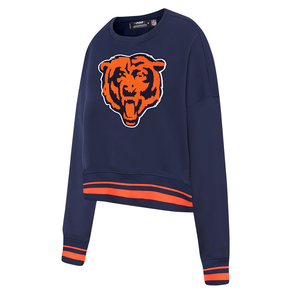 NFL CHICAGO BEARS MASHUP WOMEN'S RIB CREWNECK (MIDNIGHT NAVY/ORANGE/MIDNIGHT NAVY)