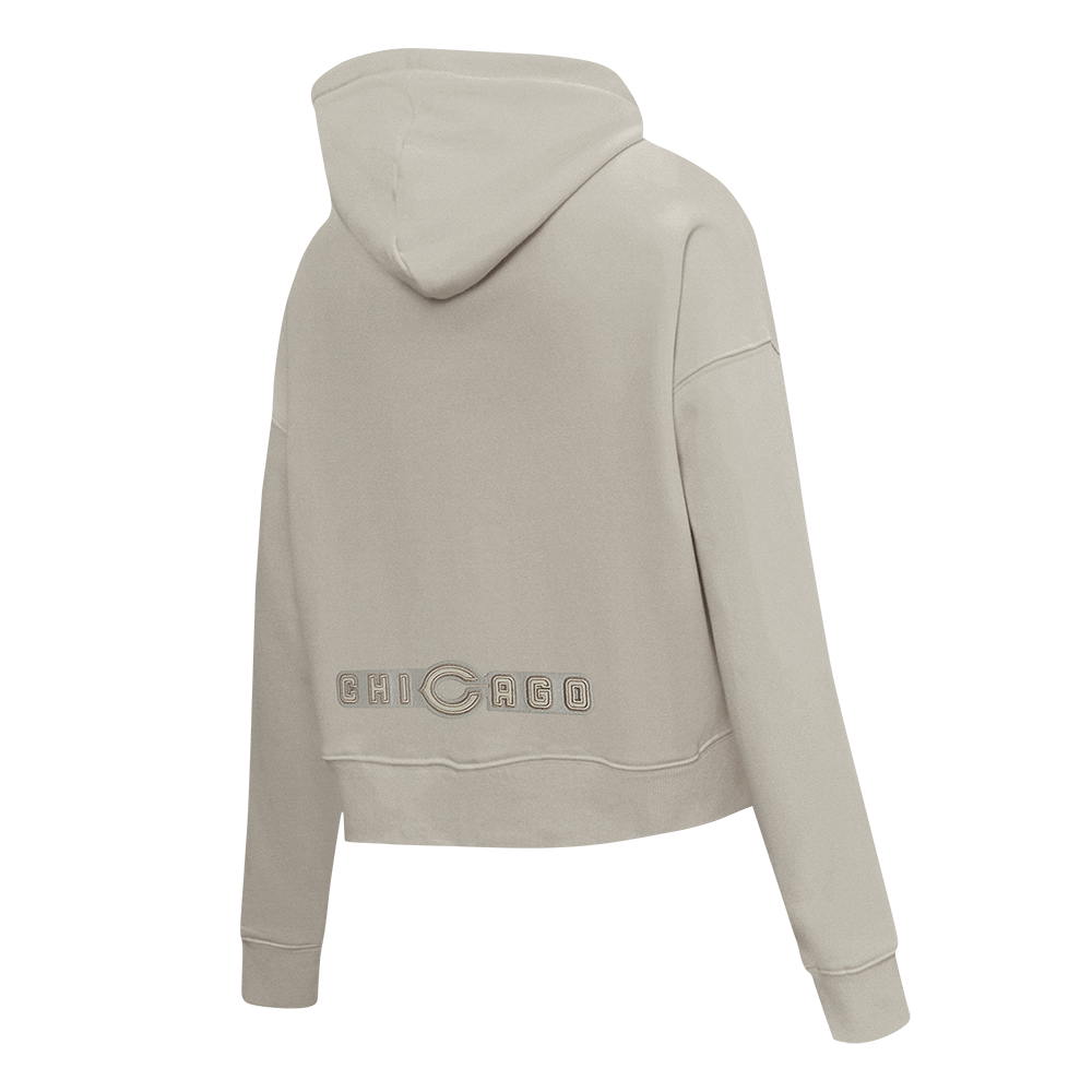 NFL CHICAGO BEARS NEUTRAL CROPPED FLEECE PULLOVER HOODIE (TAUPE)