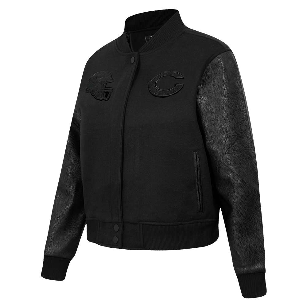 NFL CHICAGO BEARS TRIPLE BLACK WOMEN'S WOOL VARSITY JACKET (TRIPLE BLACK)
