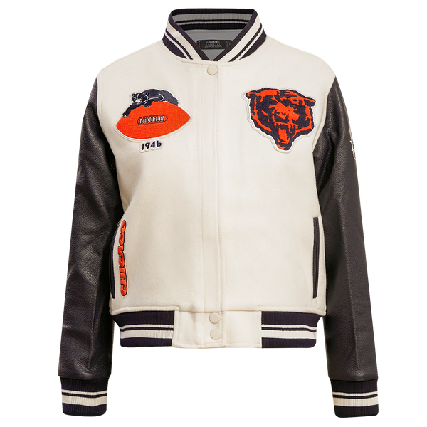 CHICAGO BEARS RETRO CLASSIC RIB WOOL VARSITY JACKET (EGGSHELL/MIDNIGHT –  Pro Standard