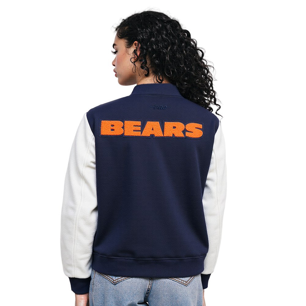 NFL CHICAGO BEARS CLASSIC WOMEN'S WOOL VARSITY JACKET (MIDNIGHT NAVY/WHITE)