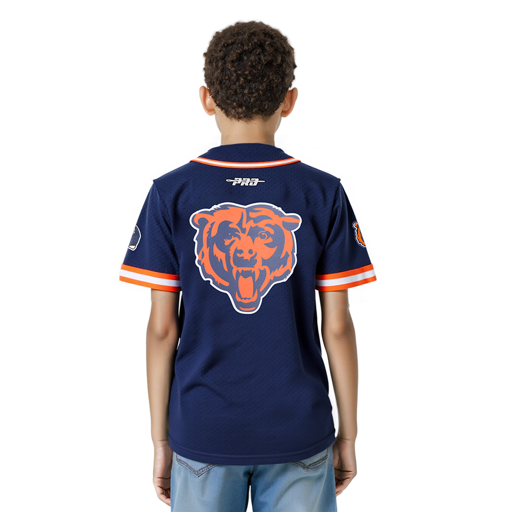 NFL CHICAGO BEARS CLASSIC LITTLE BOYS MESH BUTTON DOWN SHIRT (MIDNIGHT NAVY/ORANGE)