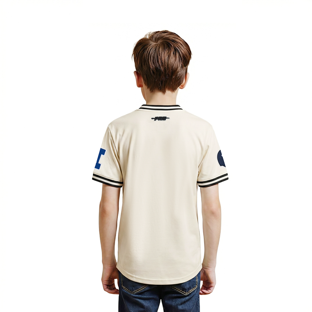 NFL CHICAGO BEARS RETRO CLASSIC LITTLE BOYS SHORT SLEEVE STRIPED RIB TEE (EGGSHELL/ MIDNIGHT NAVY)