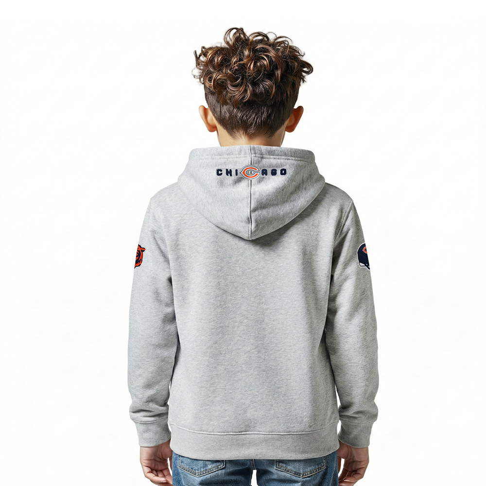 NFL CHICAGO BEARS CLASSIC CHENILLE LITTLE BOY'S FLEECE PO HOODIE (HEATHER GREY)