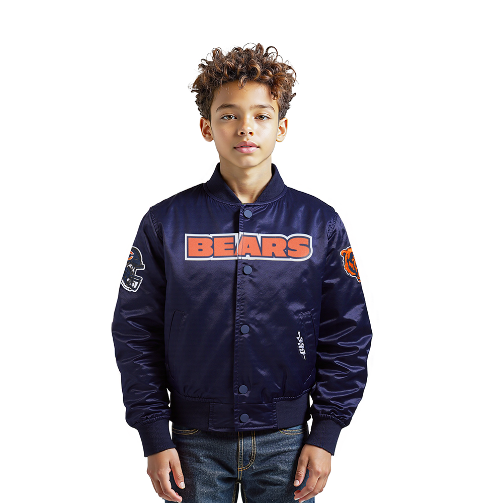 NFL CHICAGO BEARS CLASSIC LITTLE BOYS SATIN JACKET (MIDNIGHT NAVY)