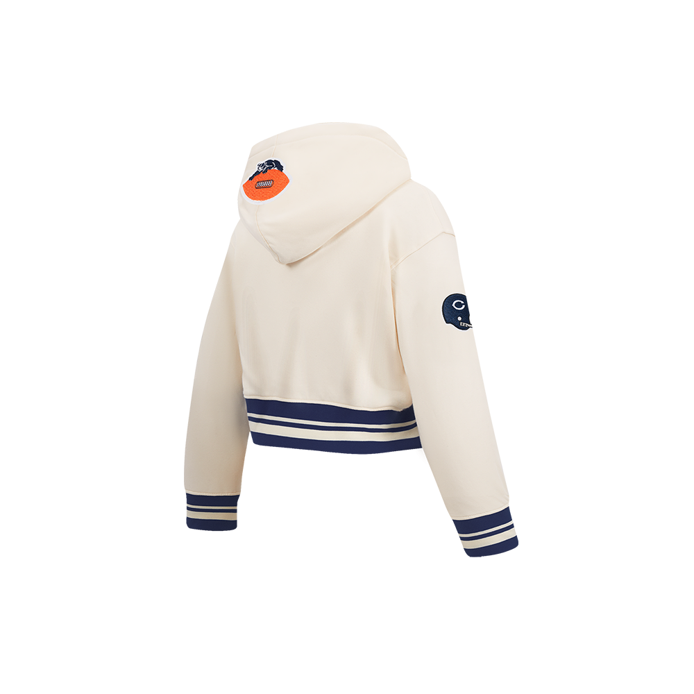 NFL CHICAGO BEARS RETRO CLASSIC LITTLE GIRL'S RIB FLC PO HOODIE (EGGSHELL/ MIDNIGHT NAVY)