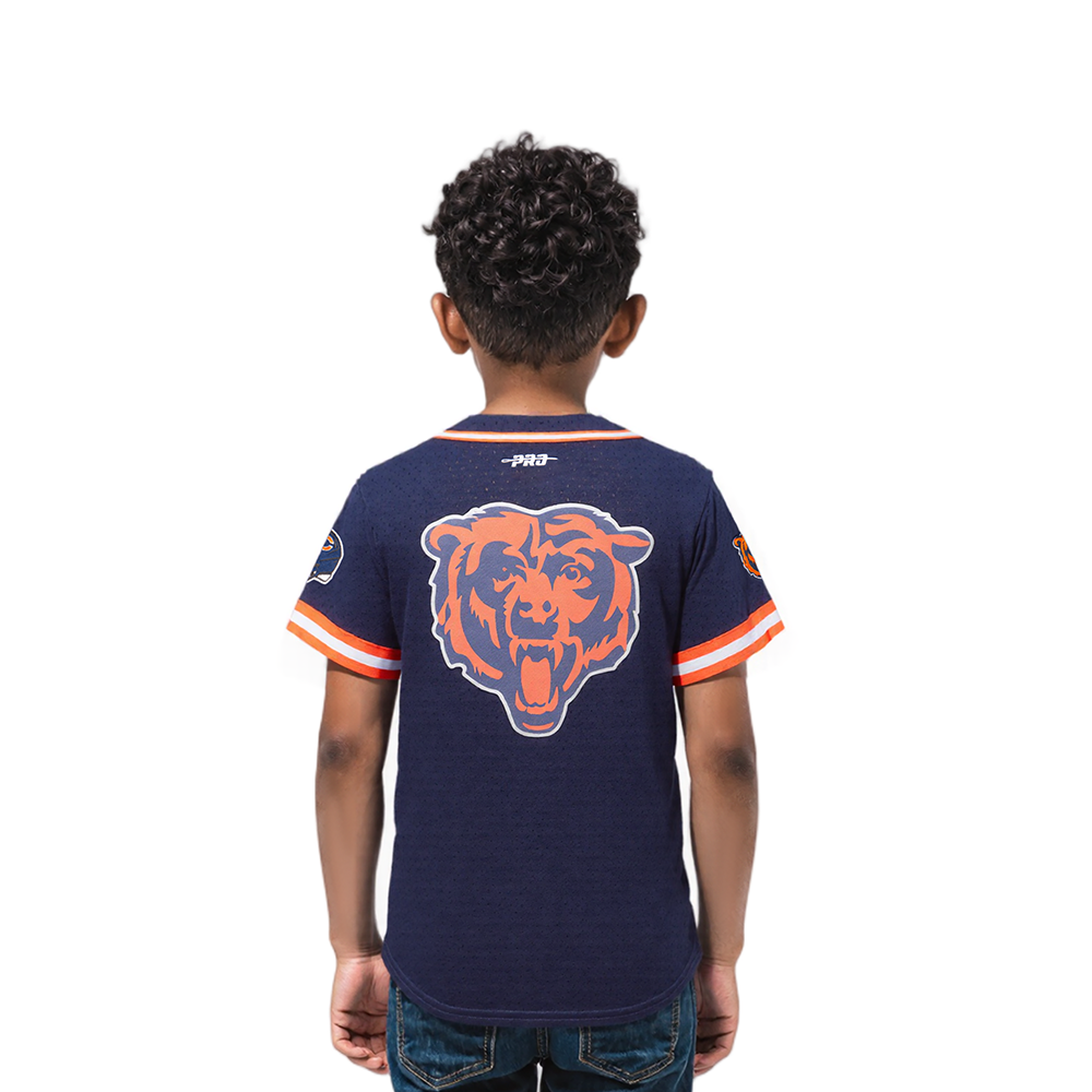NFL CHICAGO BEARS CLASSIC TODDLER BOYS MESH BUTTON DOWN SHIRT (MIDNIGHT NAVY/ORANGE)