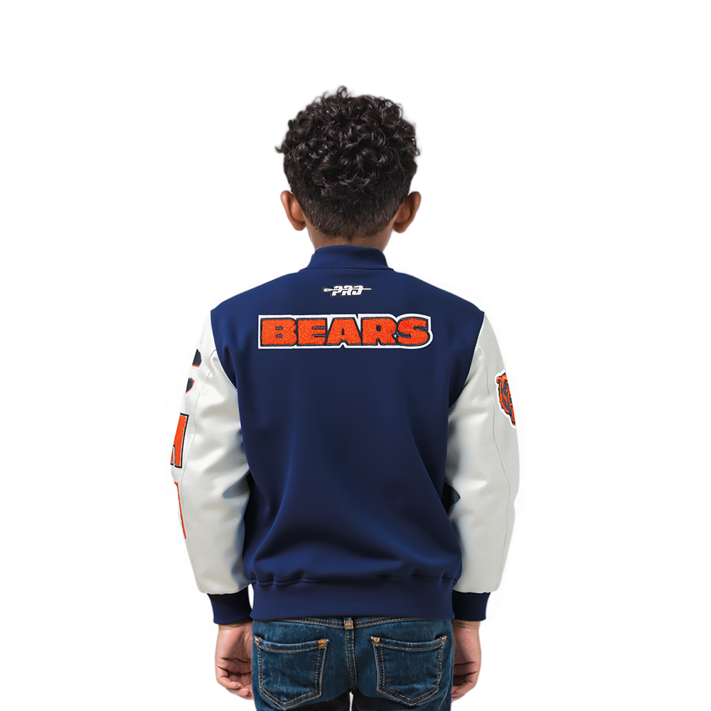 NFL CHICAGO BEARS CLASSIC TODDLER BOYS WOOL VARSITY JACKET (MIDNIGHT NAVY/WHITE)