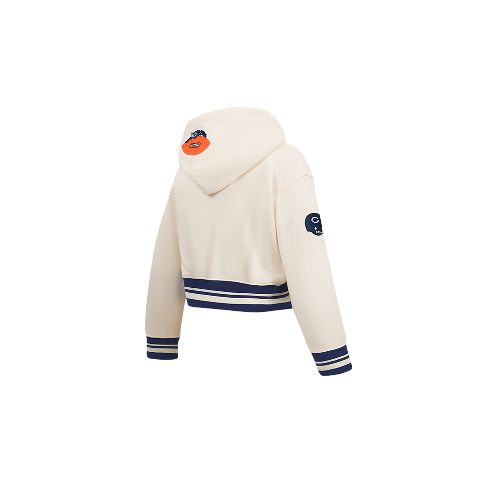 NFL CHICAGO BEARS RETRO CLASSIC TODDLER GIRL'S RIB FLC PO HOODIE (EGGSHELL/ MIDNIGHT NAVY)