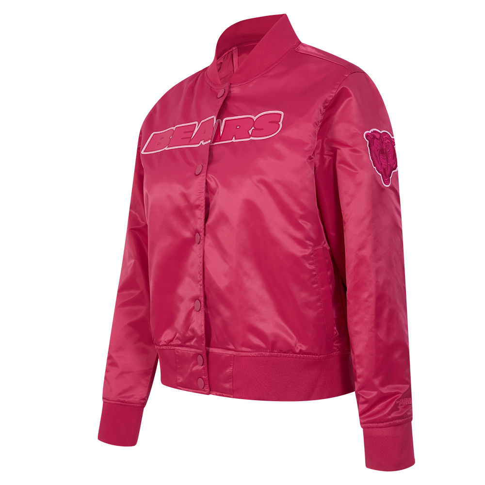 NFL CHICAGO BEARS TRIPLE PINK WOMEN'S SATIN JACKET (BEETROOT PURPLE)
