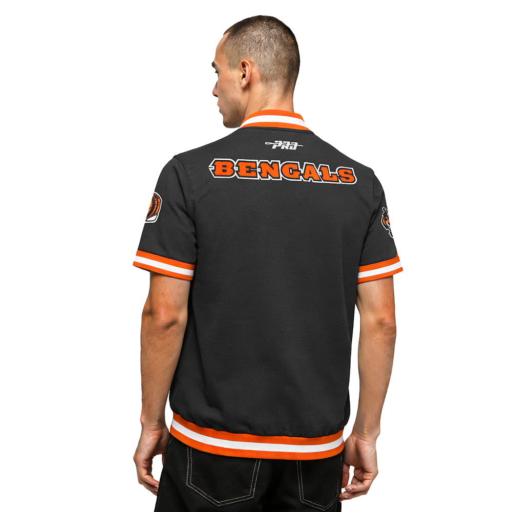 NFL CINCINNATI BENGALS CLASSIC MEN'S WARM UP JACKET (BLACK/ORANGE)