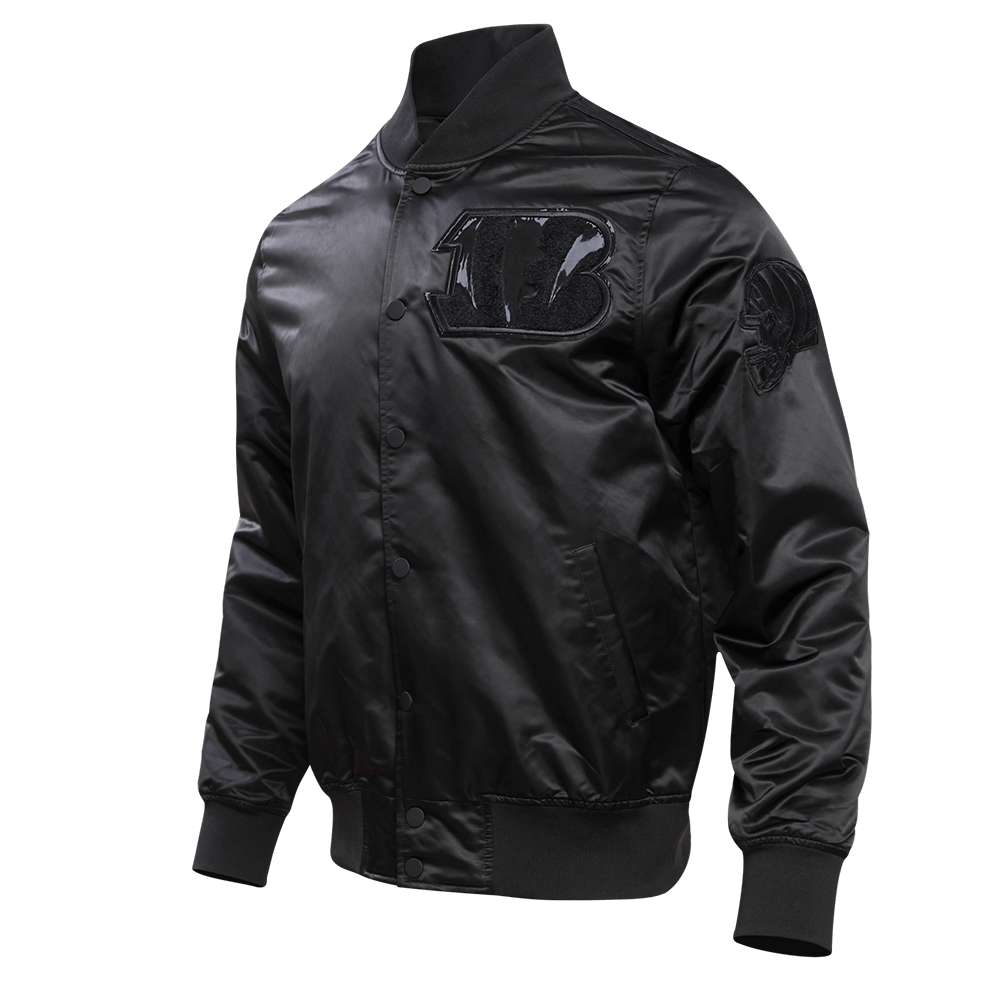 NFL CINCINATI BENGALS TRIPLE BLACK SATIN JACKET (TRIPLE BLACK)