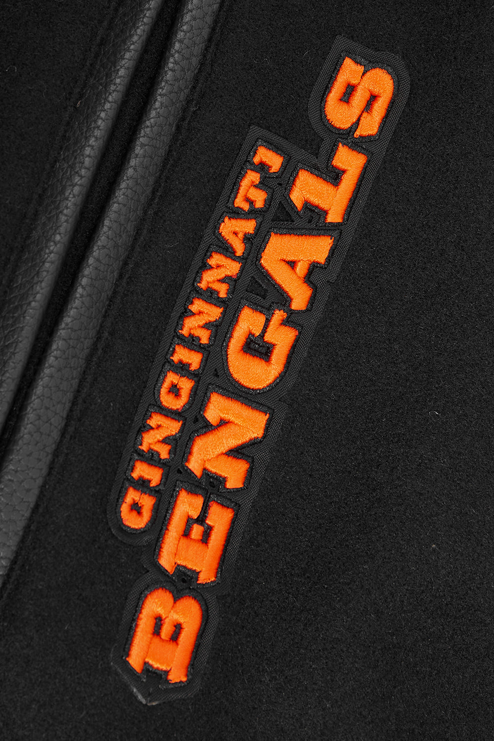 NFL CINCINNATI BENGALS MASHUP MEN'S RIB WOOL VARSITY JACKET (BLACK/ORANGE)