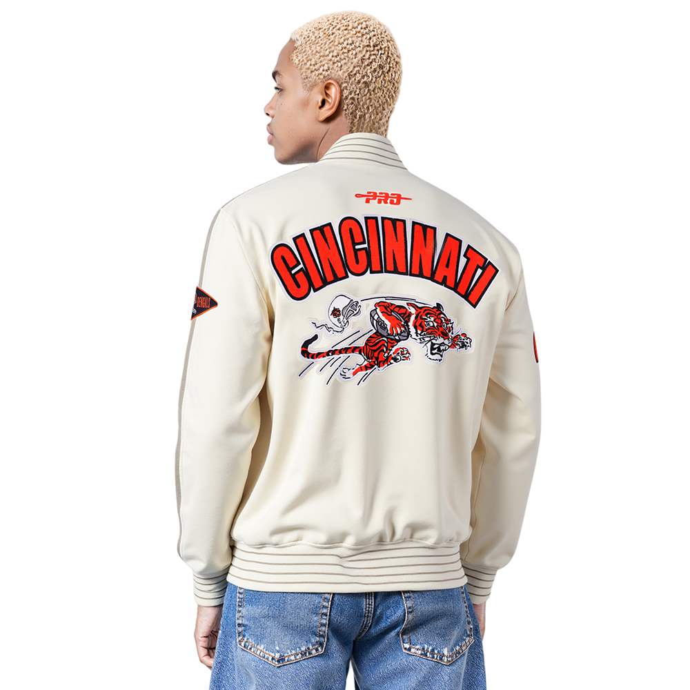 NFL CINCINNATI BENGALS PRO GAME DAY MEN'S RETRO JACKET (EGGSHELL/TAUPE/EGGSHELL)