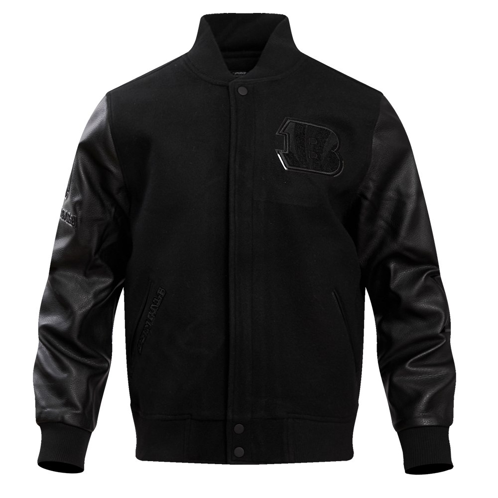NFL CINCINNATI BENGALS TRIPLE BLACK LOGO MEN'S VARSITY JACKET