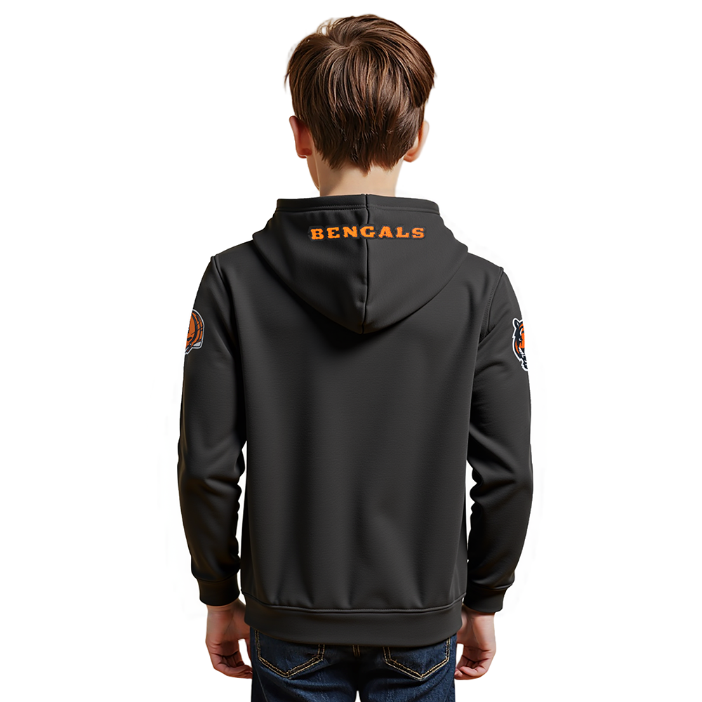 NFL CINCINNATI BENGALS CLASSIC BIG BOY'S FLC FZ PO HOODIE (BLACK)