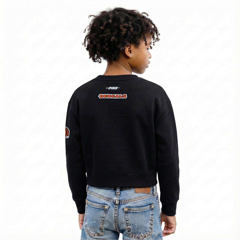 NFL CINCINNATI BENGALS CLASSIC BIG GIRL'S FLC CREWNECK (BLACK)