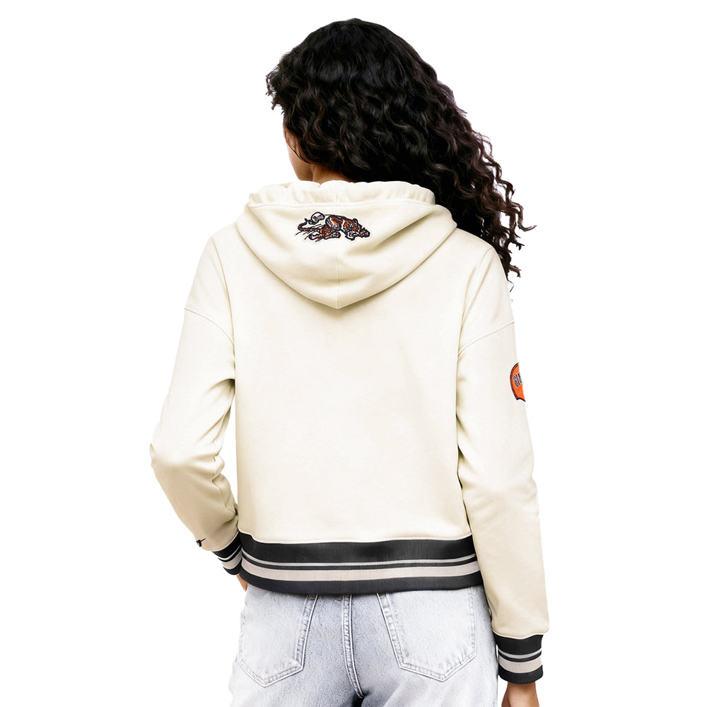 NFL CINCINNATI BENGALS RETRO CLASSIC WOMEN'S RIB CROPPED PO HOODIE (EGGSHELL/ BLACK)