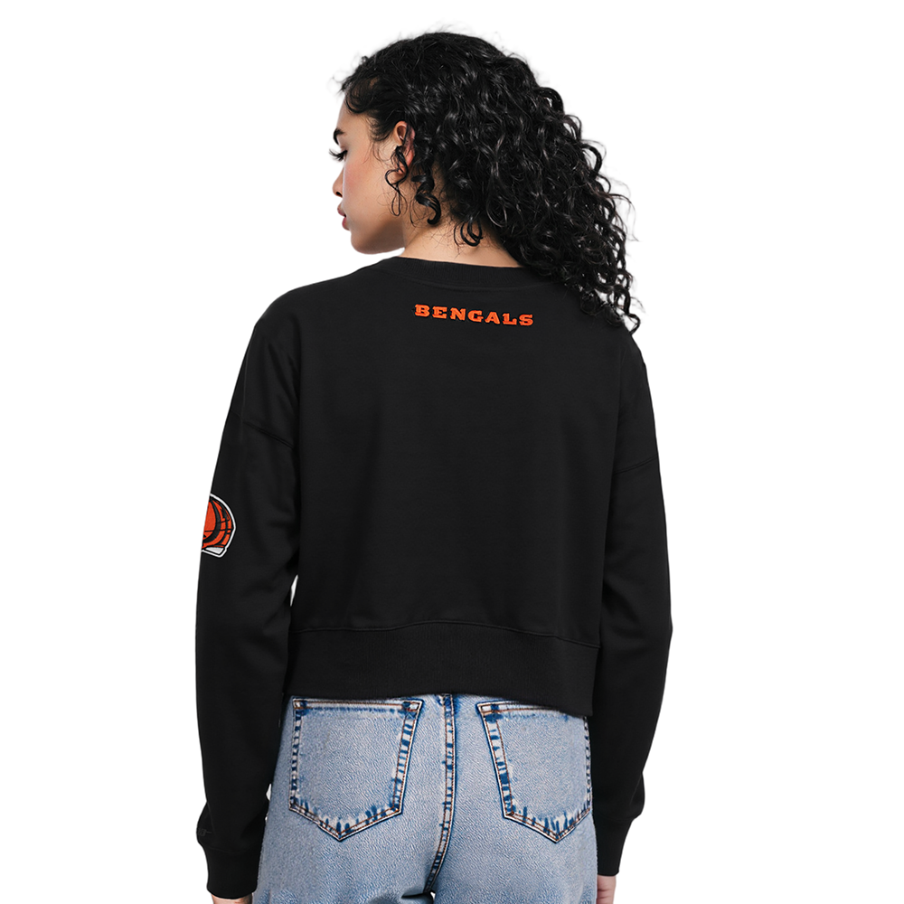 NFL CINCINNATI BENGALS CLASSIC WOMEN'S FLC CREWNECK (BLACK)
