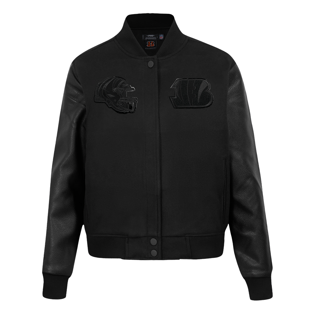 NFL CHICAGO BEARS TRIPLE BLACK LOGO MEN'S VARSITY JACKET (TRIPLE BLACK)