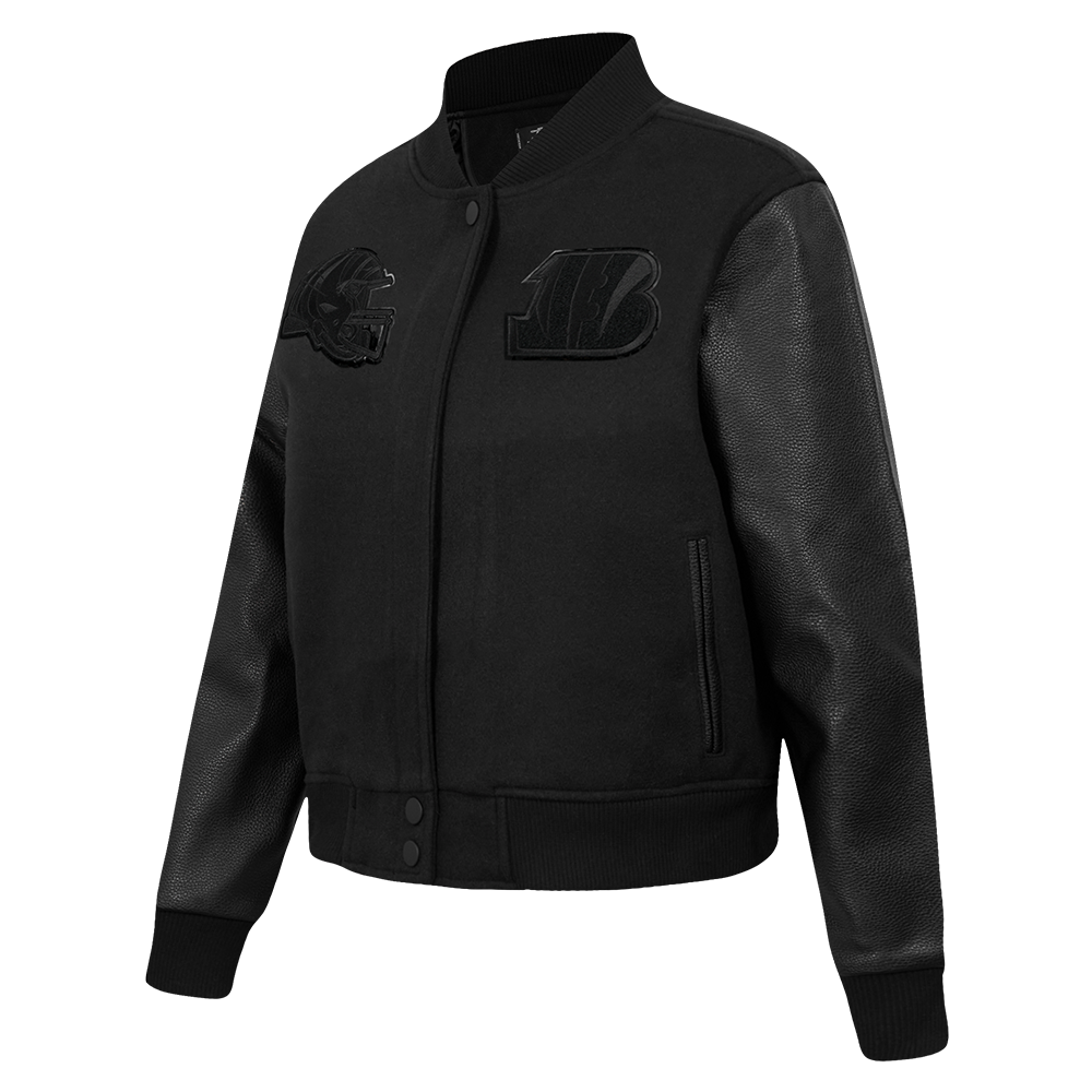 NFL CHICAGO BEARS TRIPLE BLACK LOGO MEN'S VARSITY JACKET (TRIPLE BLACK)