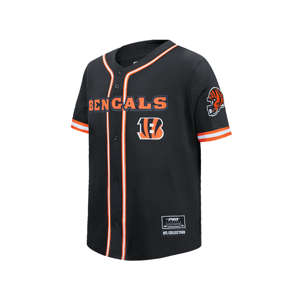 NFL CINCINNATI BENGALS CLASSIC LITTLE BOY'S MESH BUTTON DOWN SHIRT (BLACK/ORANGE)