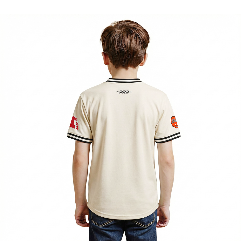 NFL CINCINNATI BENGALS RETRO CLASSIC LITTLE BOY'S SS STRIPED RIB TEE (EGGSHELL/ BLACK)