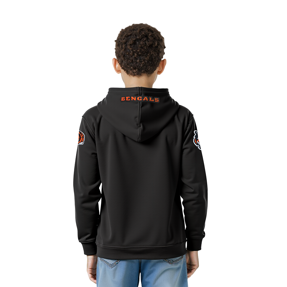 NFL CINCINNATI BENGALS CLASSIC LITTLE BOY'S FLC FZ HOODIE (BLACK)