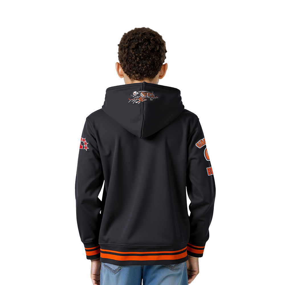 NFL CINCINNATI BENGALS RETRO CLASSIC LITTLE BOYS RIB FLEECE PULLOVER HOODIE (BLACK/ORANGE)