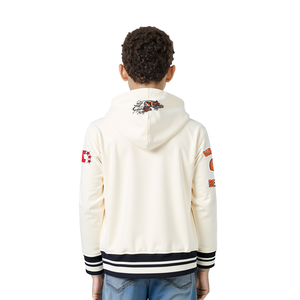 NFL CINCINNATI BENGALS RETRO CLASSIC LITTLE BOY'S RIB FLC PO HOODIE (EGGSHELL/ BLACK)