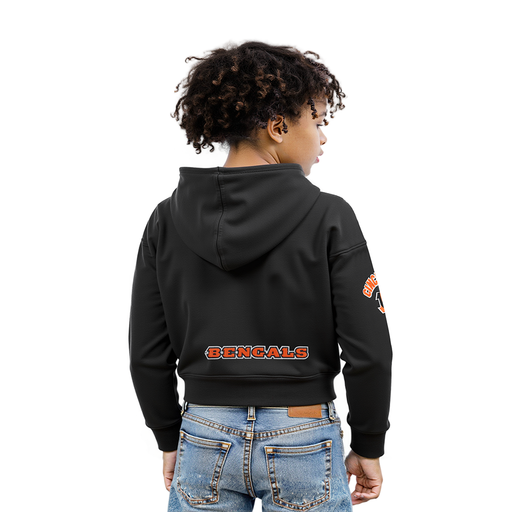 NFL CINCINNATI BENGALS CLASSIC LITTLE GIRLS  FLEECE FULL ZIP HOODIE (BLACK)