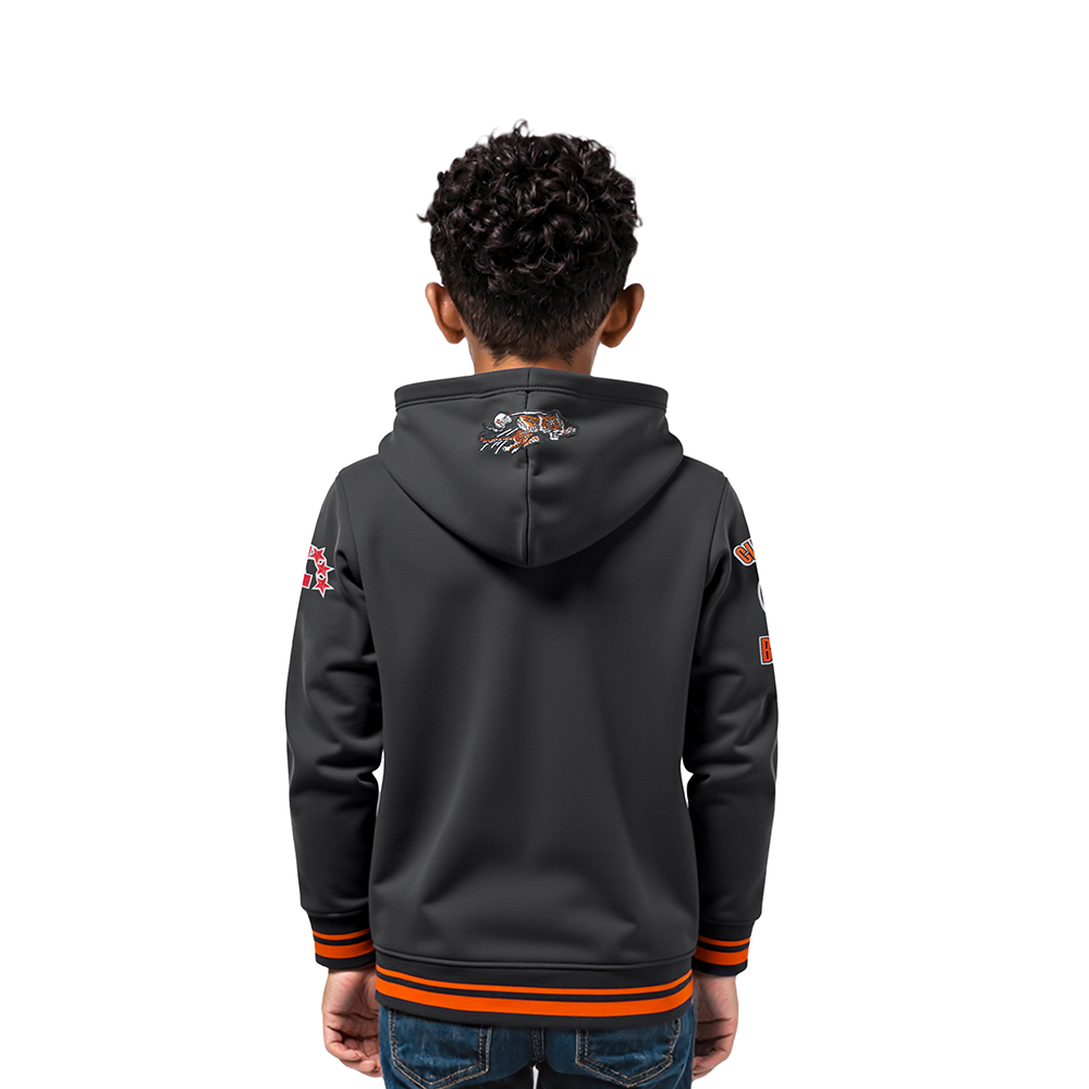 NFL CINCINNATI BENGALS RETRO CLASSIC TODDLER BOYS RIB FLEECE PULLOVER HOODIE (BLACK/ORANGE)