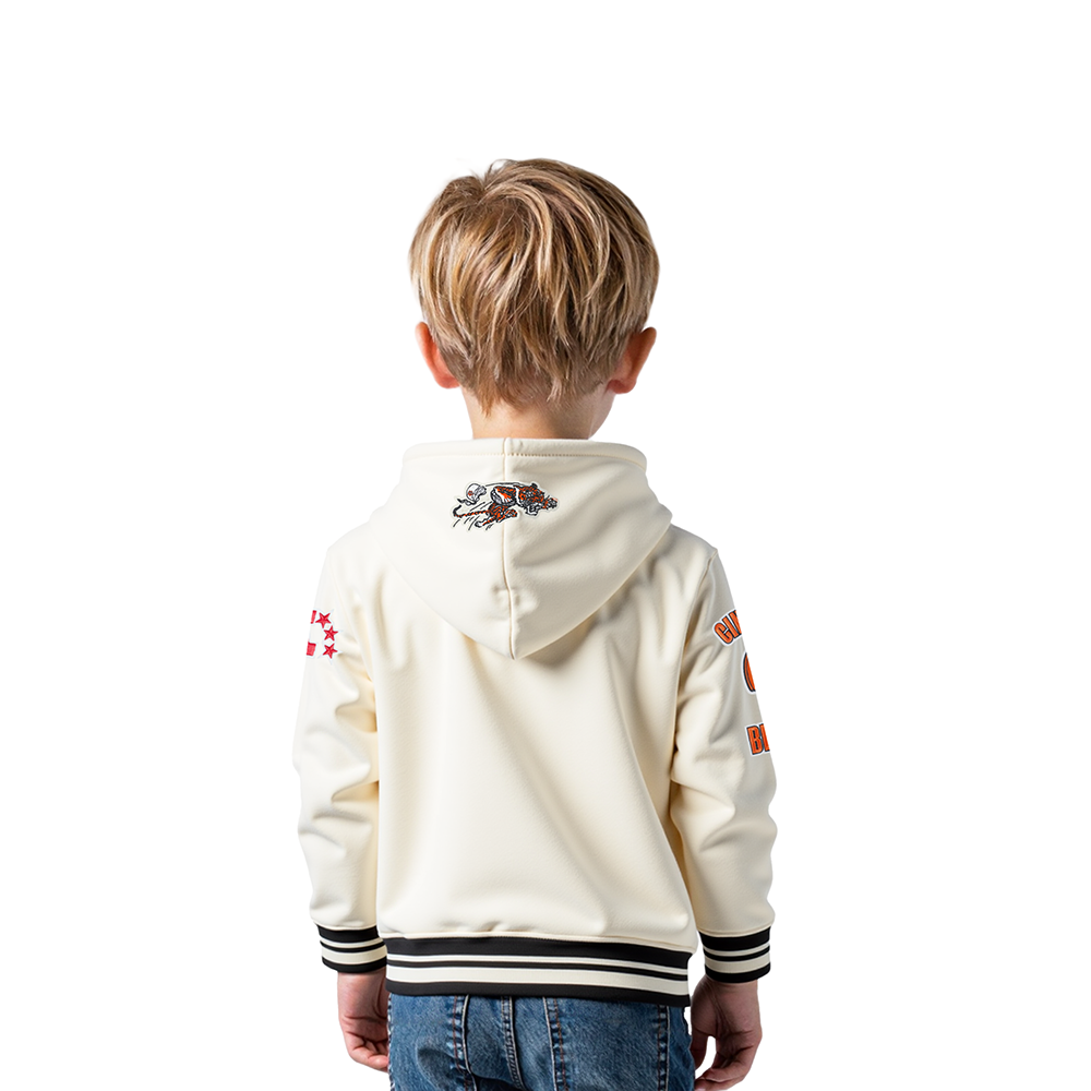 NFL CINCINNATI BENGALS RETRO CLASSIC TODDLER BOY'S RIB FLC PO HOODIE (EGGSHELL/ BLACK)